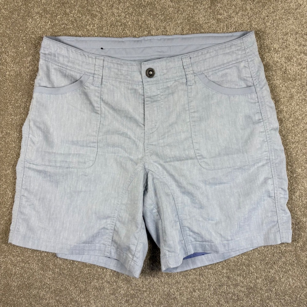 Kuhl Women Blue Herringbone Shorts Size 12 Hiking Casual 7 Inch Inseam